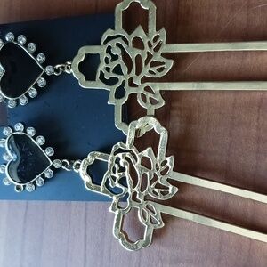 Thalia Sodi Cross With Heart Gold Earrings